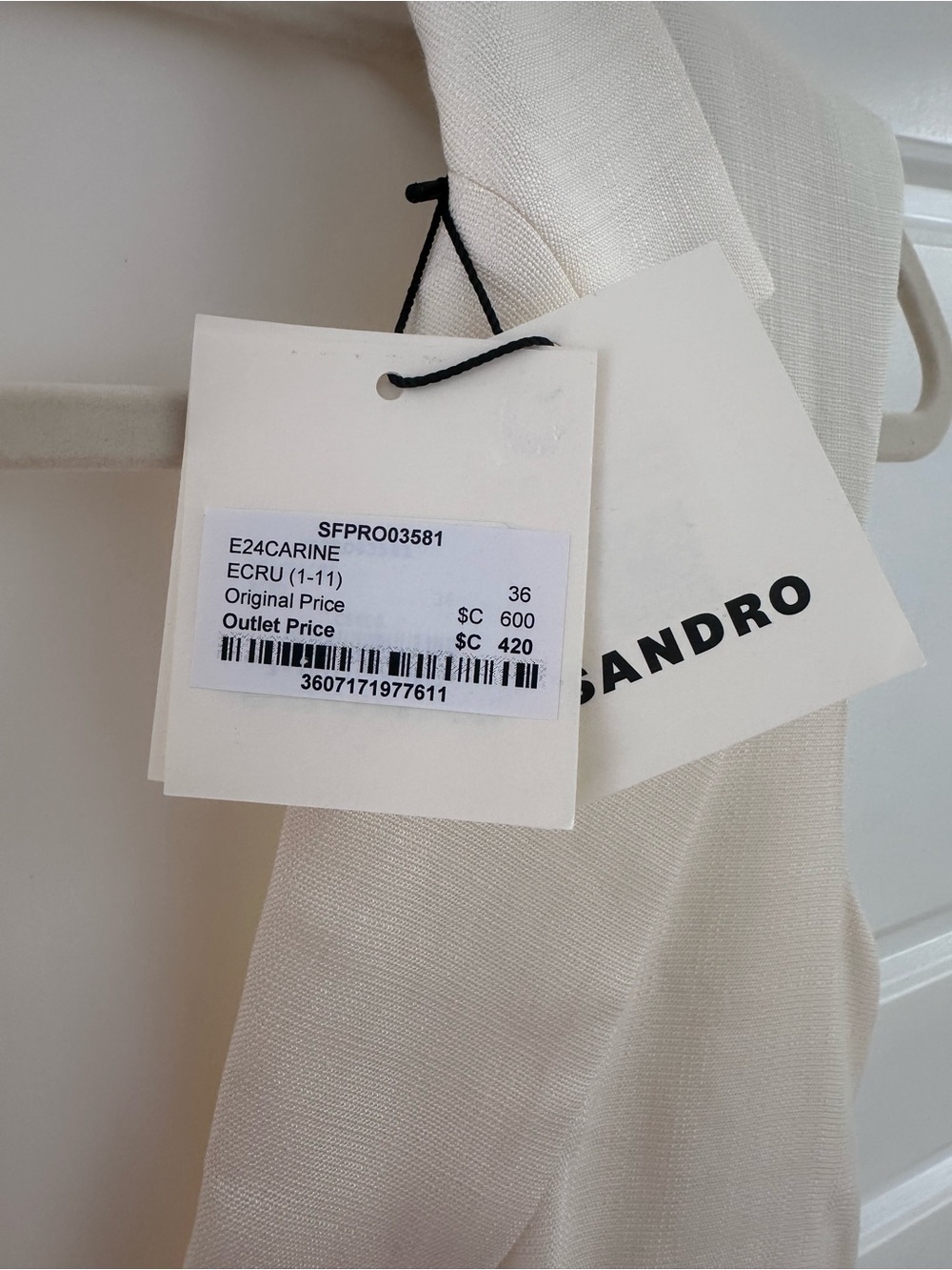 Sandro Cream Sleeveless Pleated Blazer Mini Dress - Picture 2 of 4